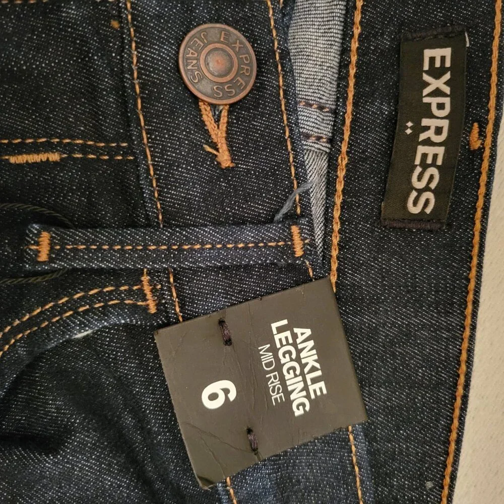 Express Jeans Ankle Legging Dark Blue Denim 6 NWT - Picture 6 of 11